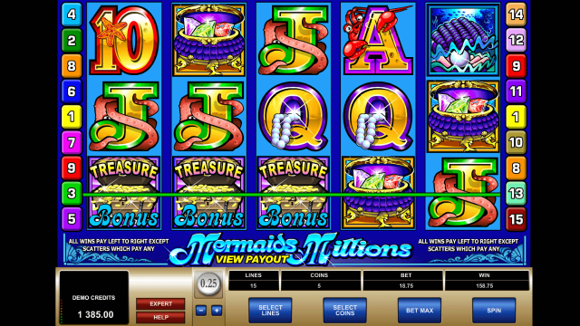 Игровой интерфейс Mermaids Millions 9